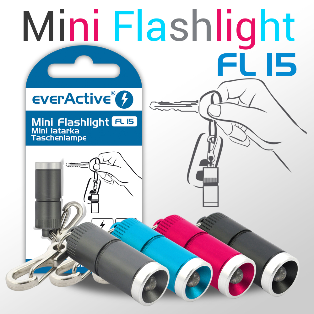 new additional colors of our powerful key-chain flashlight new colour versions of everActive FL-15 mini flashlight