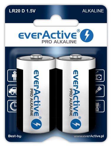 Baterie alkaliczne everActive Pro Alkaline LR20 D - blister 2 sztuki