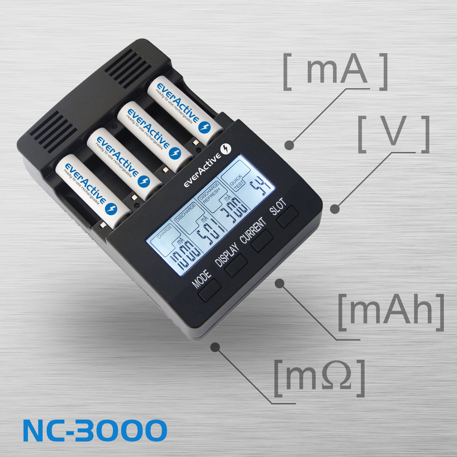 Great accuracy of everActive professional charger NC-3000 everActive NC-3000 as a battery analyzer